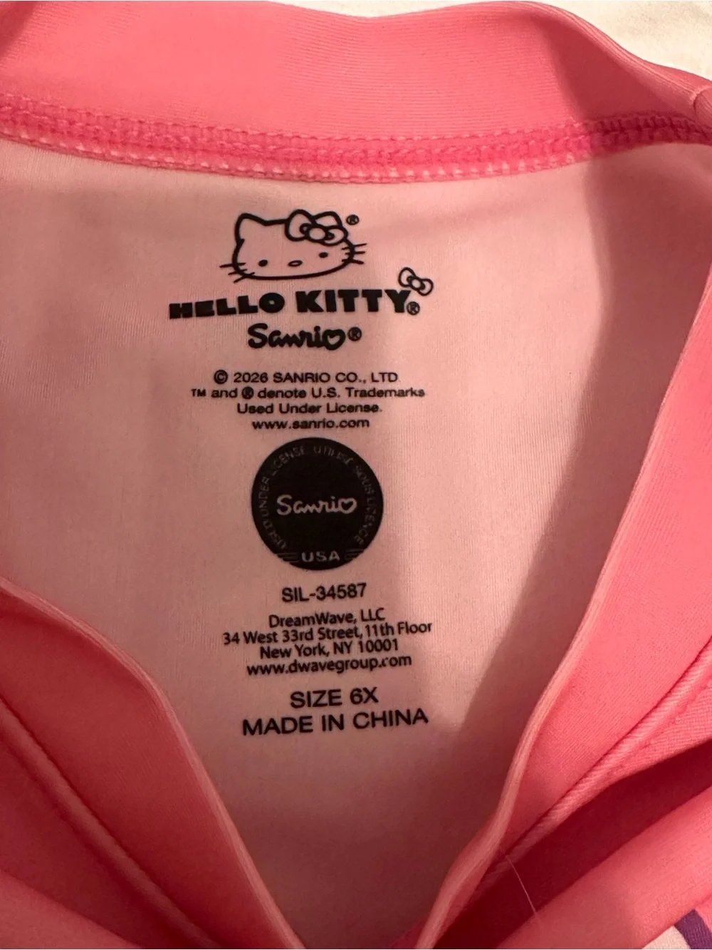 NWT Hello Kitty Sanrio Pink Long-Sleeve Rashguard Two-Piece Swimsuit Size 6 / 6X